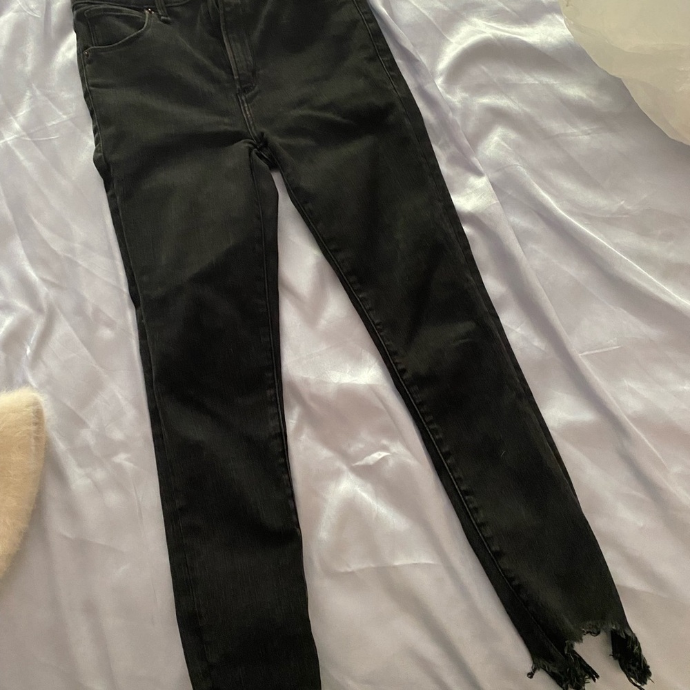 Abercrombie & Fitch Black Skinny Jeans with Raw Hem
